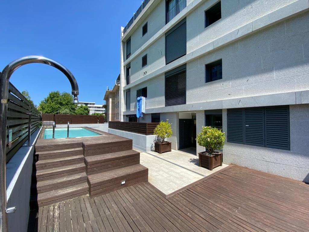 Baiona, Playa Santa Marta, Piscina Apartment Bagian luar foto
